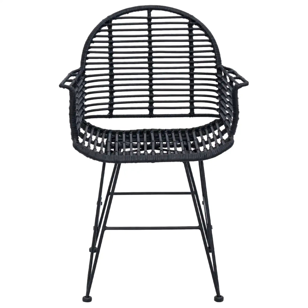 Sedia da pranzo 2 pcs Rattan e Ferro Nero 57 x 55 x 85 cm