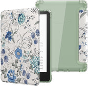 Copertura per Kindle 11th Gen 2024/2022 - Ultra Chiara - Bianco Blu Fiorito - Sottile e Leggero