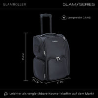 GlamSeries GlamRoller Trolley, valigia per trucco con 4 trousse, valigetta per make-up artist con scomparto con protezione termica, organizer per makeup artist, parrucchieri