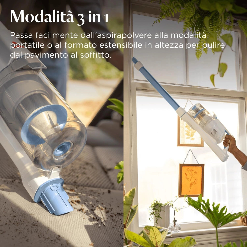Bissell PowerClean, aspirapolvere, motore da 200 W, luci a LED, spazzola a rullo anti-groviglio, aspirapolvere 3 in 1, design autoportante, filtro HEPA, batteria rimovibile da 2000 mAh, 40 min, 4261N