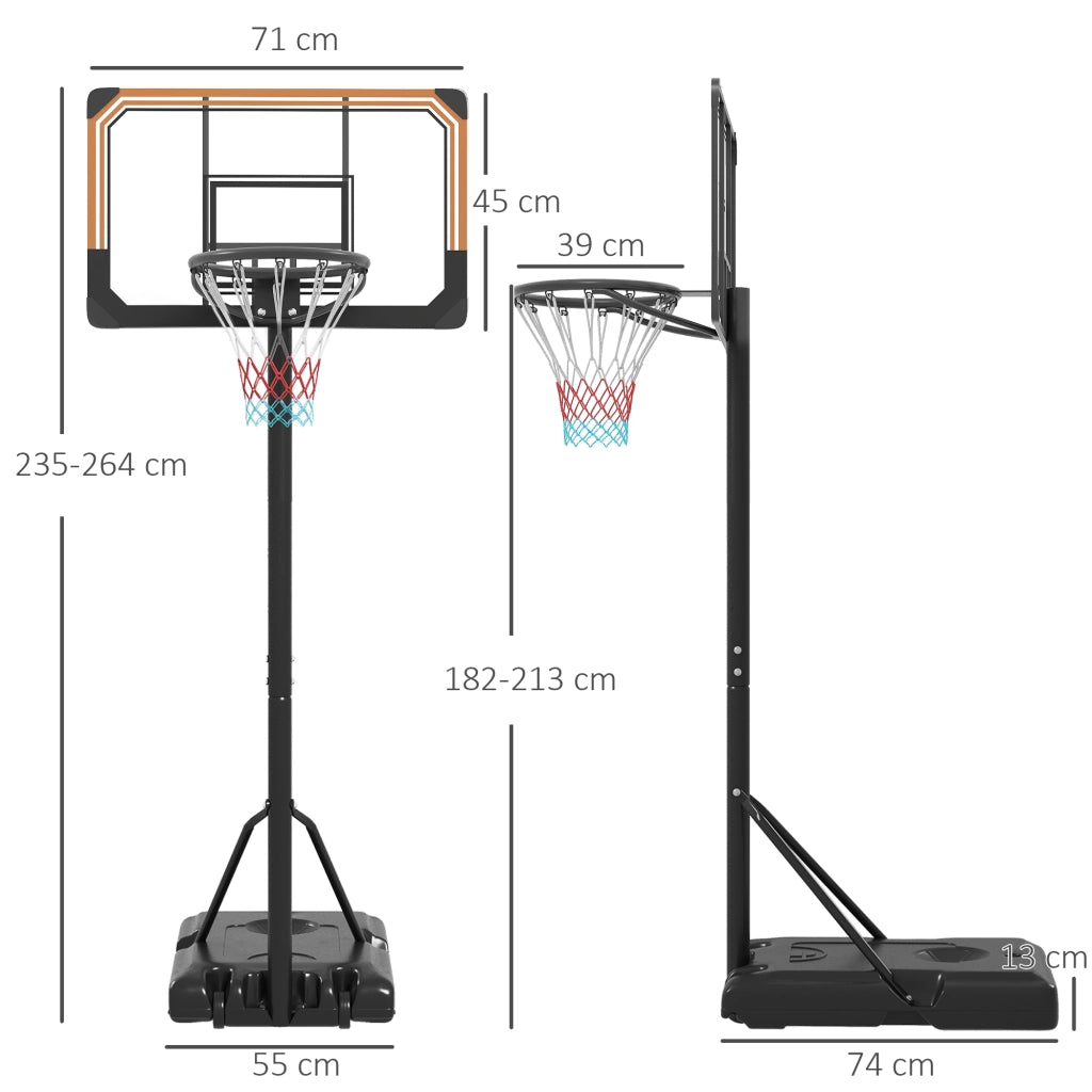 Canestro da Basket Regolabile in Altezza ¨C zephmum ¨C Grigio 182-213 cm