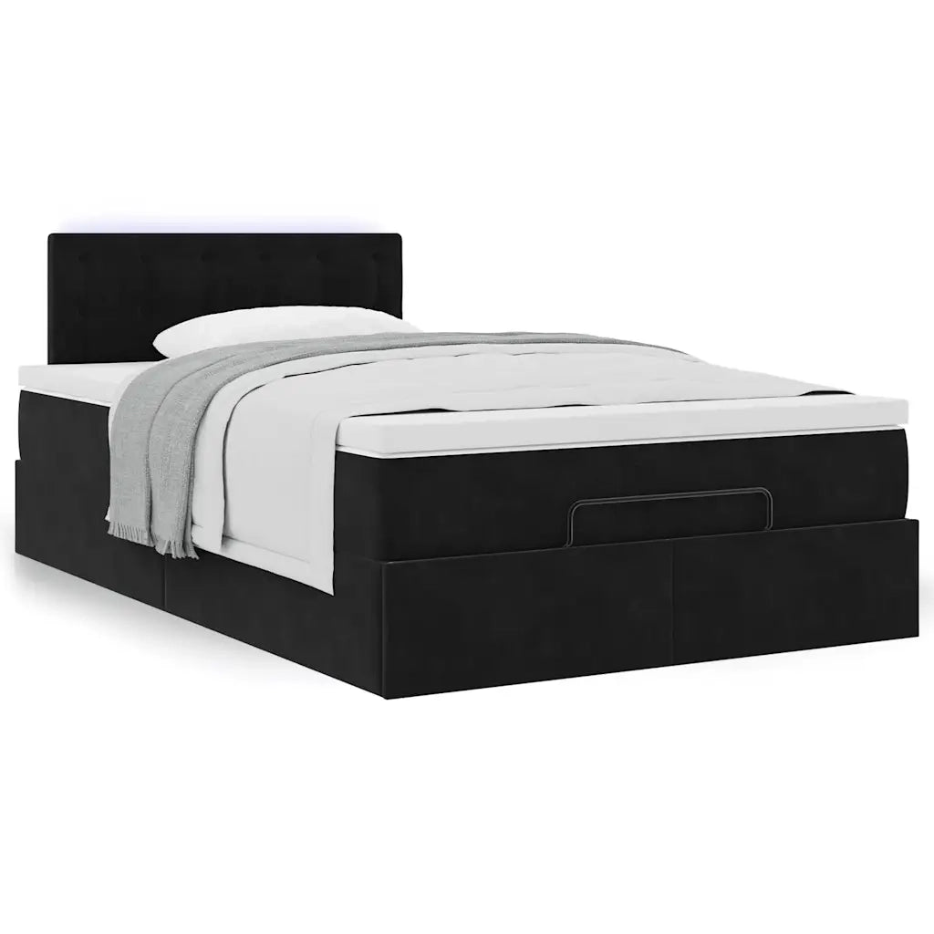 Struttura Letto Pouf con Materasso Nero 120x200 cm Velluto 3311911