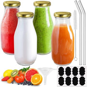 Flessa in vetro per latte 330ml - Flessa in vetro per succo - Flessa riciclabile - Bocchini aereostatici - Inclusi spilloni - Vetro di alta qualità