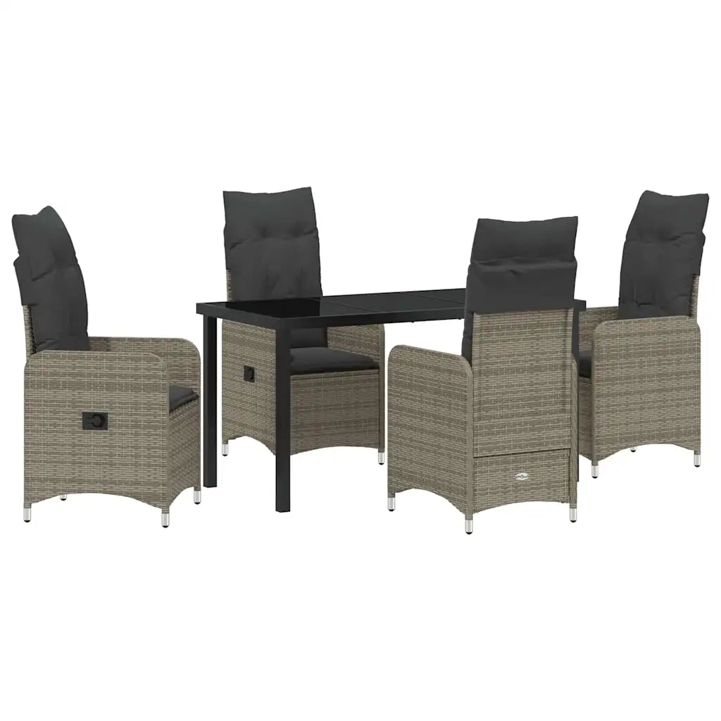 Set da Pranzo per Giardino con cuscino 5 pcs Grigio polyrattan 3379648