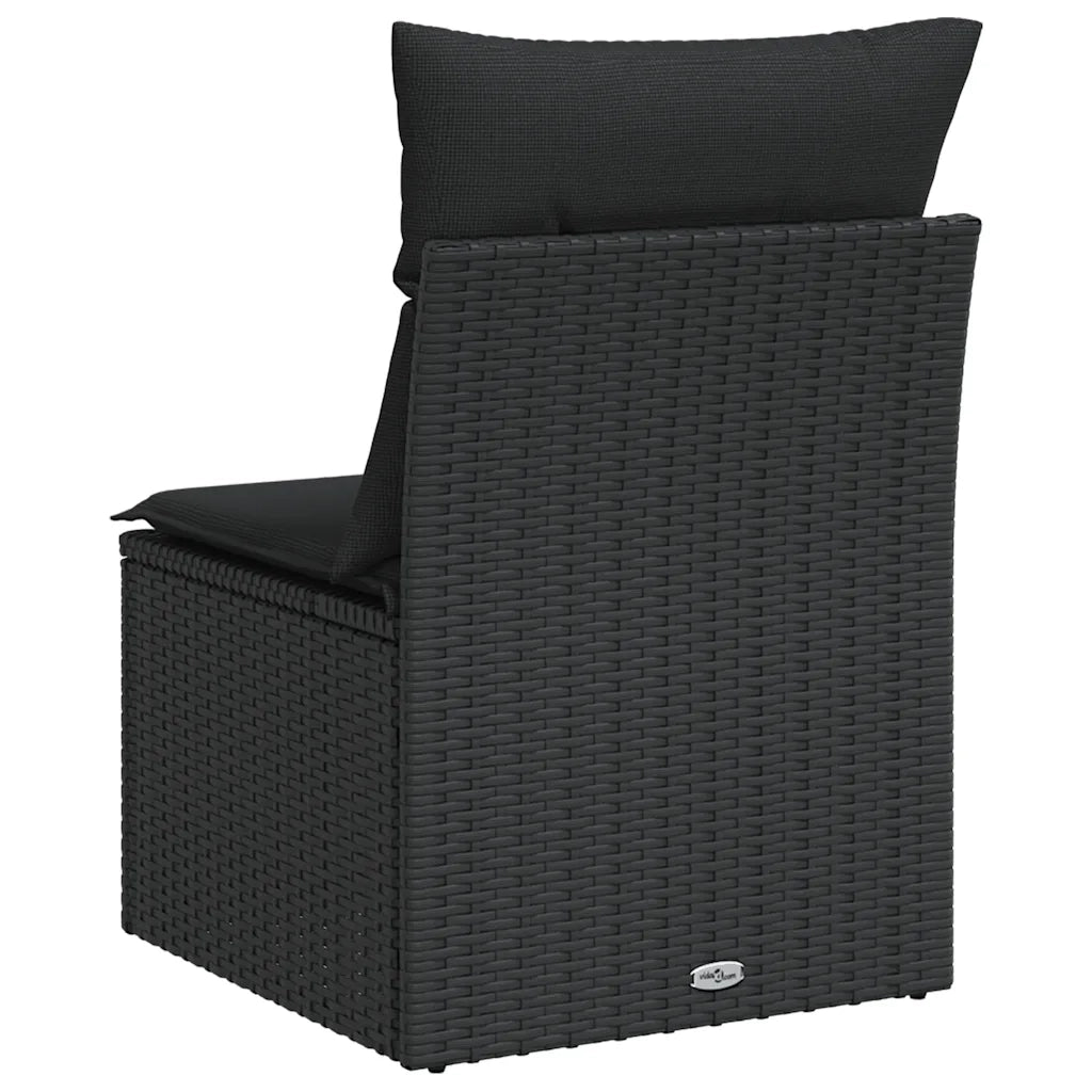 Sedia da giardino senza braccioli con cuscini nera in polyrattan CFW6027397