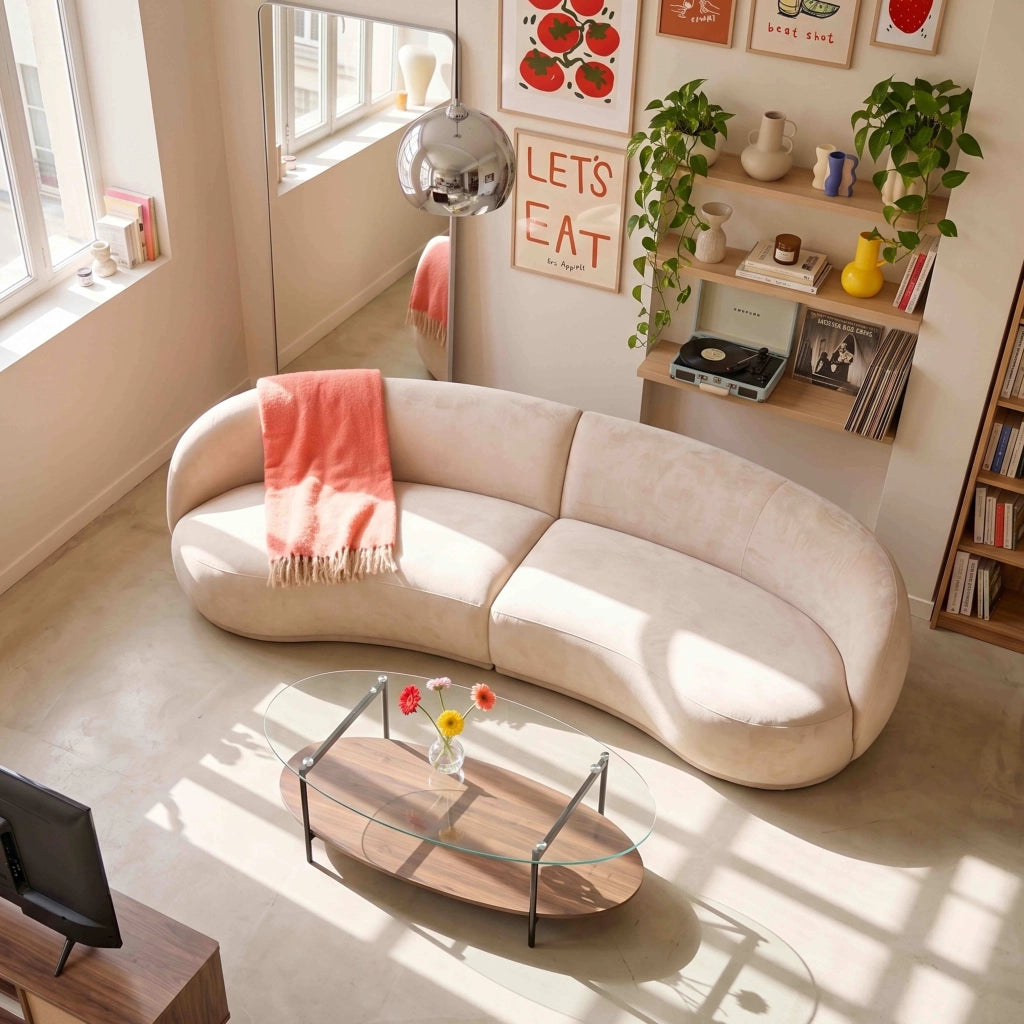 Divano in tessuto beige a 3 posti L 266 cm