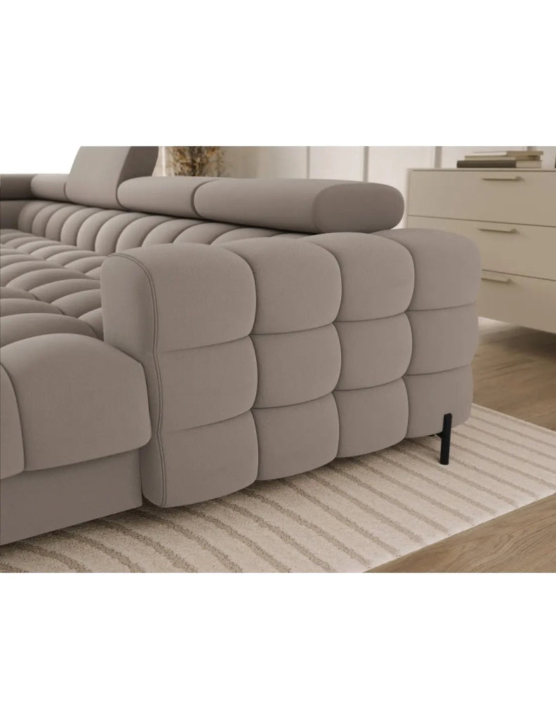 Divano panoramico convertibile Beige angolo sinistro FERARIA 358x93x202cm