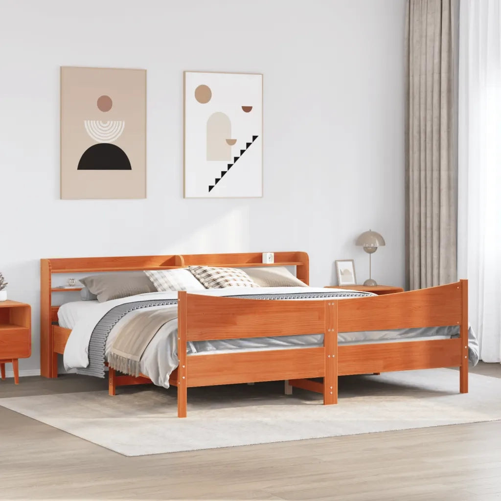 vidaXL Giroletto con Testiera Marrone Cera 180x200 cm Massello Pino