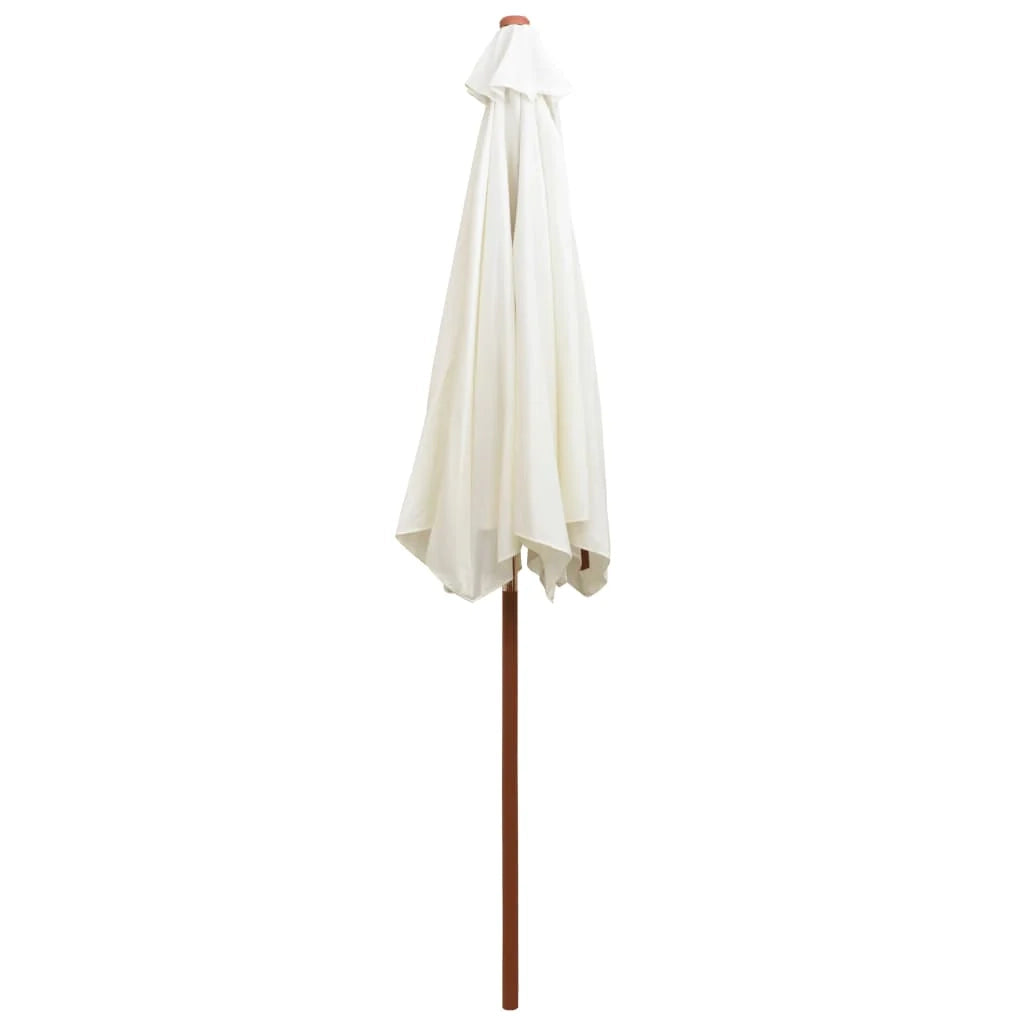 Ombrellone con palo in legno 270 x 270 cm bianco crema 02_0008140