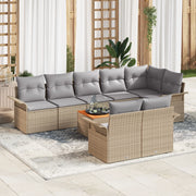 Set di divani da giardino da 9 pezzi con cuscini Beige Polyrattan Acacia