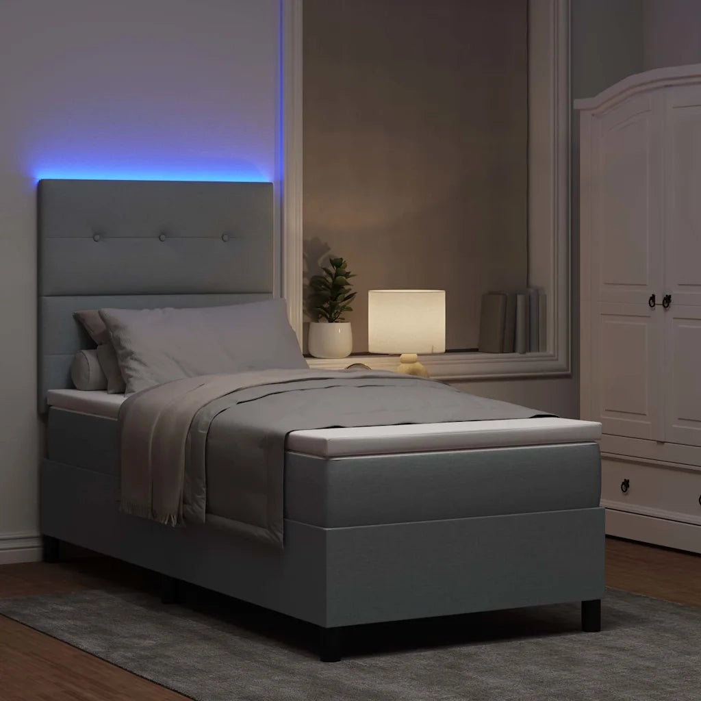 Letto a molle con materasso Grigio chiaro 100 x 200 cm Tessuto 3342844