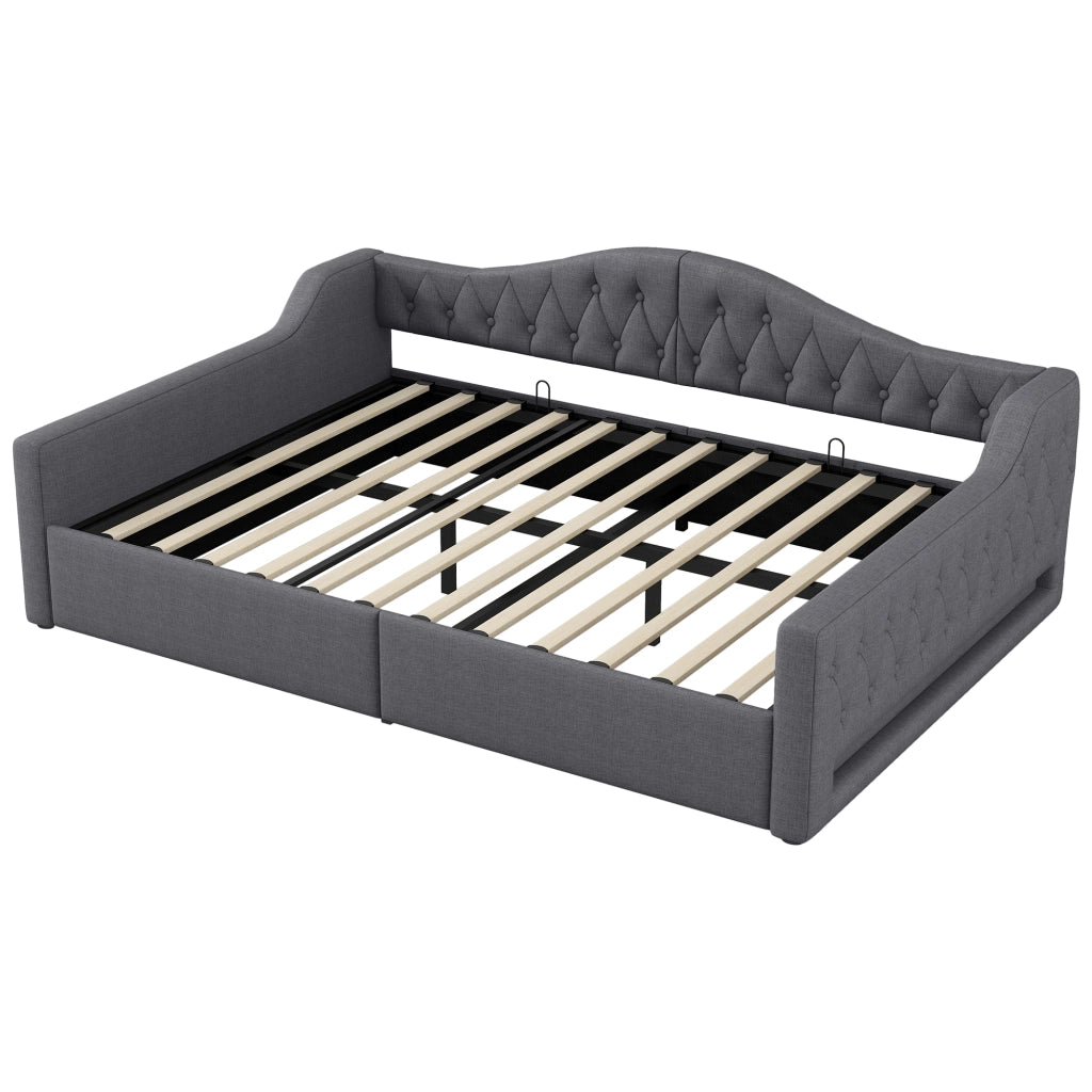 LETTO da giorno 140x200 cm con LED e vano contenitore sotto Grigio