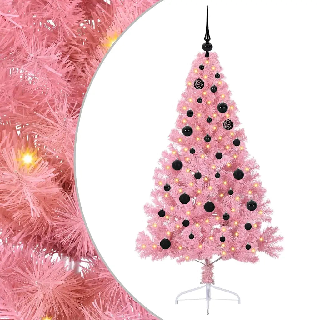 Albero di Natale | Decorazioni natalizie artificiale con luci integrate Rosa 150 cm PVC