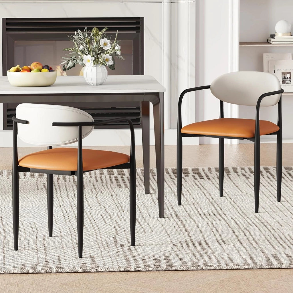 Set di 2 sedie da sala da pranzo, sedie da cucina in similpelle, schienale e seduta imbottita, struttura in metallo resistente, poltrone moderne per cucina, soggiorno, ufficio