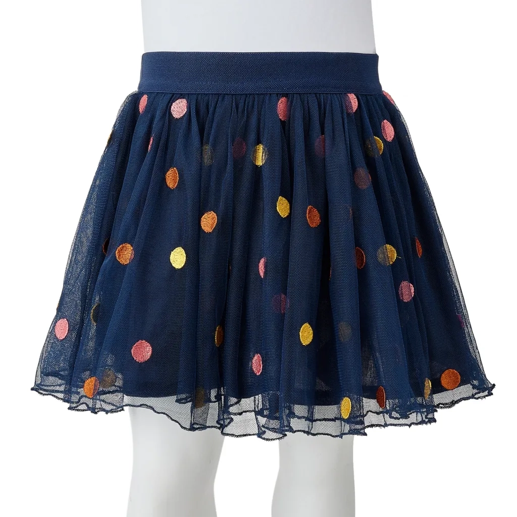 Gonna da Bambina in Tulle a Pois Blu Marino 140 13508