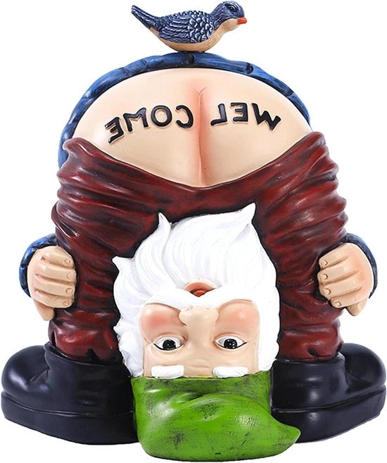 Statua di Gnomone Caricaturale Benvenuto Nano Artefatto Decorativo Ornamento per Casa Giardino Decorazione per Interno e Esterno