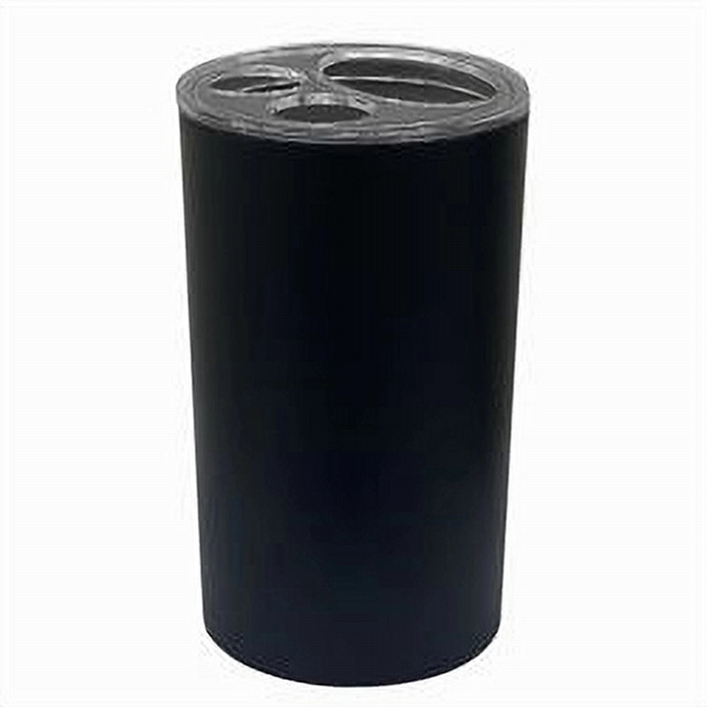 Trade Shop - Portaspazzolini Bicchiere Dentifricio Accessori Arredo Bagno Nero A 3 Fori 79194 -