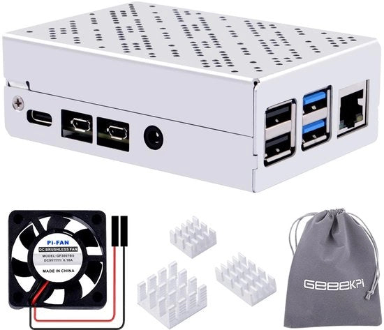 Alloggiamento per Raspberry Pi 4 in Alluminio - Ventilatore di Raffreddamento - Formato Compattato - Componenti di Raffreddamento - Ideale per Raspberry Pi 4 Modello B - 8GB/...