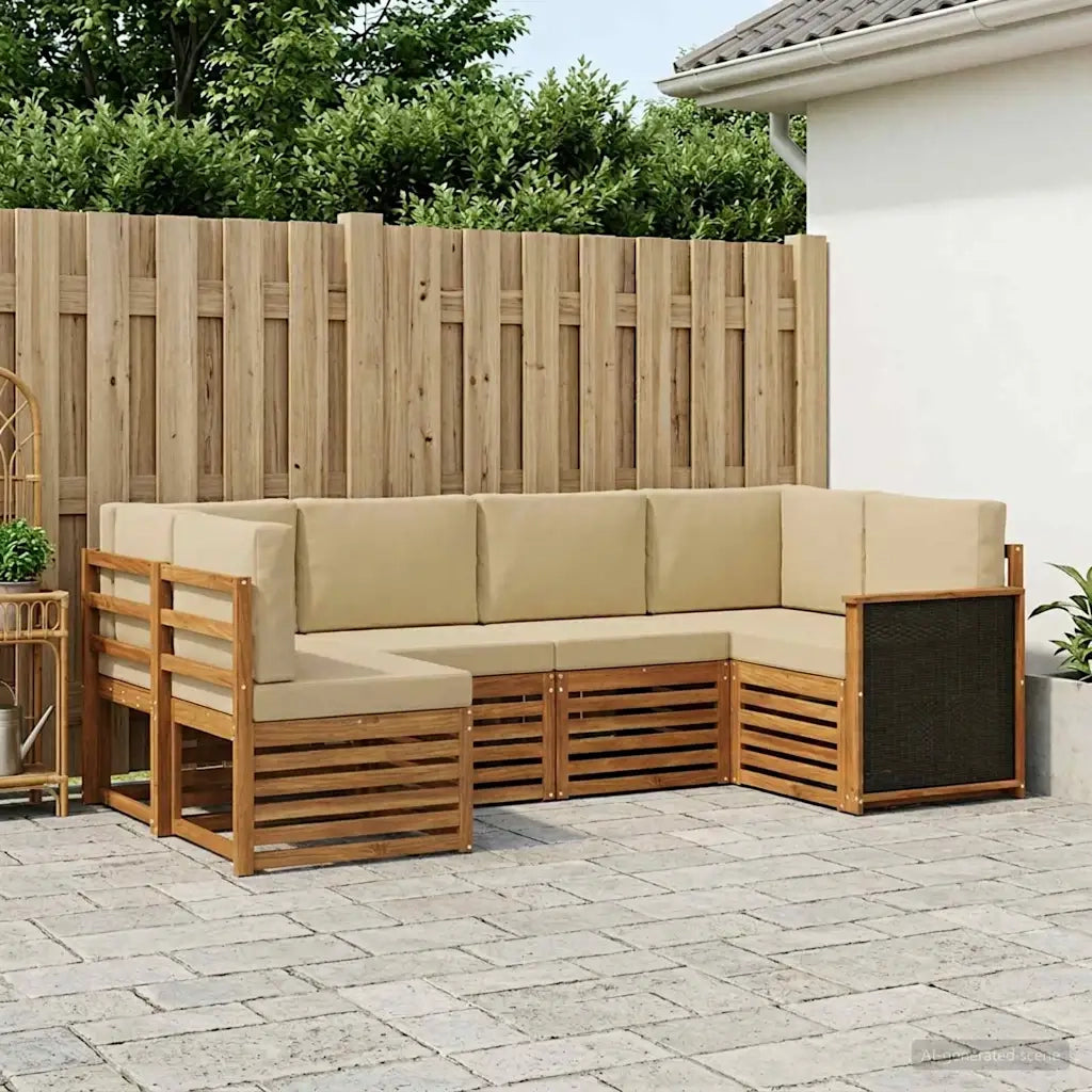 Set divano sezionale con cuscino 5 pcs Naturale 3384764