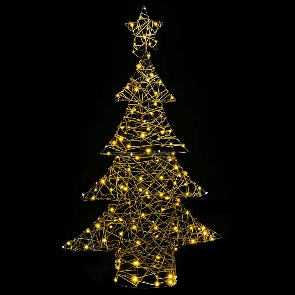 Albero di Natale con 120 LED Bianco caldo 150 cm Rattan 42018991