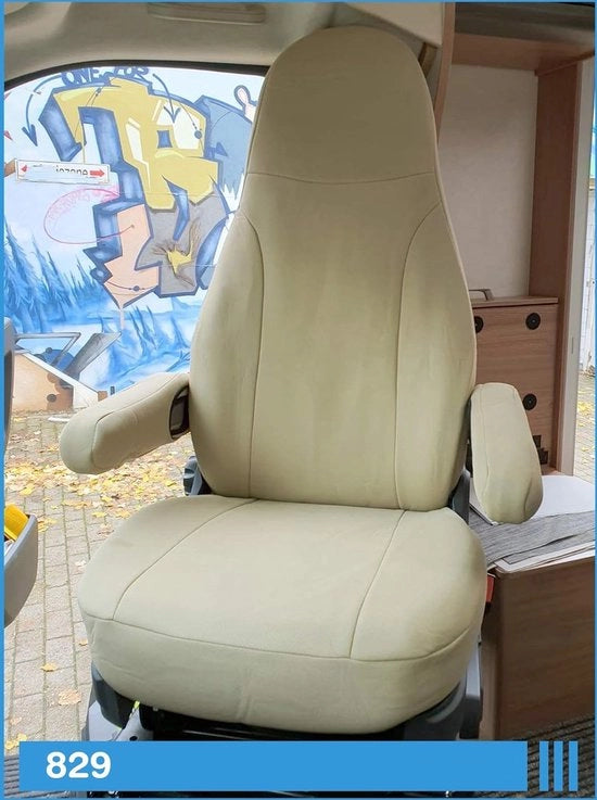 Set di protezione per sedili, set per passeggeri e conducente, compatibile con camper FIAT Ducato 829, beige