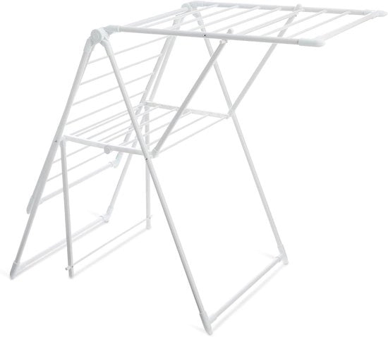 Sistema di Asciugatura Abbigliamento a Due Braccia in Metallo - 61x23,6x39,3 pollici (Bianco, Pieghevole)