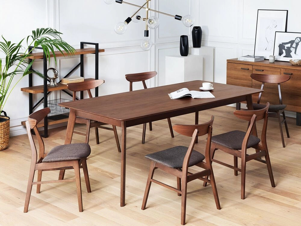 Tavolo da pranzo in legno scuro 200 x 100 cm gambe in legno rettangolare minimalista cucina scandinava