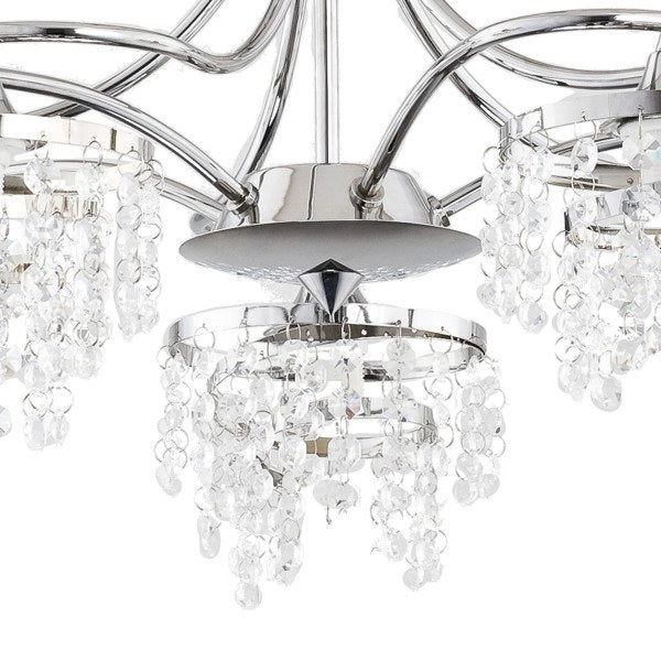 Lampadario cristallo KALIOPA 5 luci E14 cromato Alfa