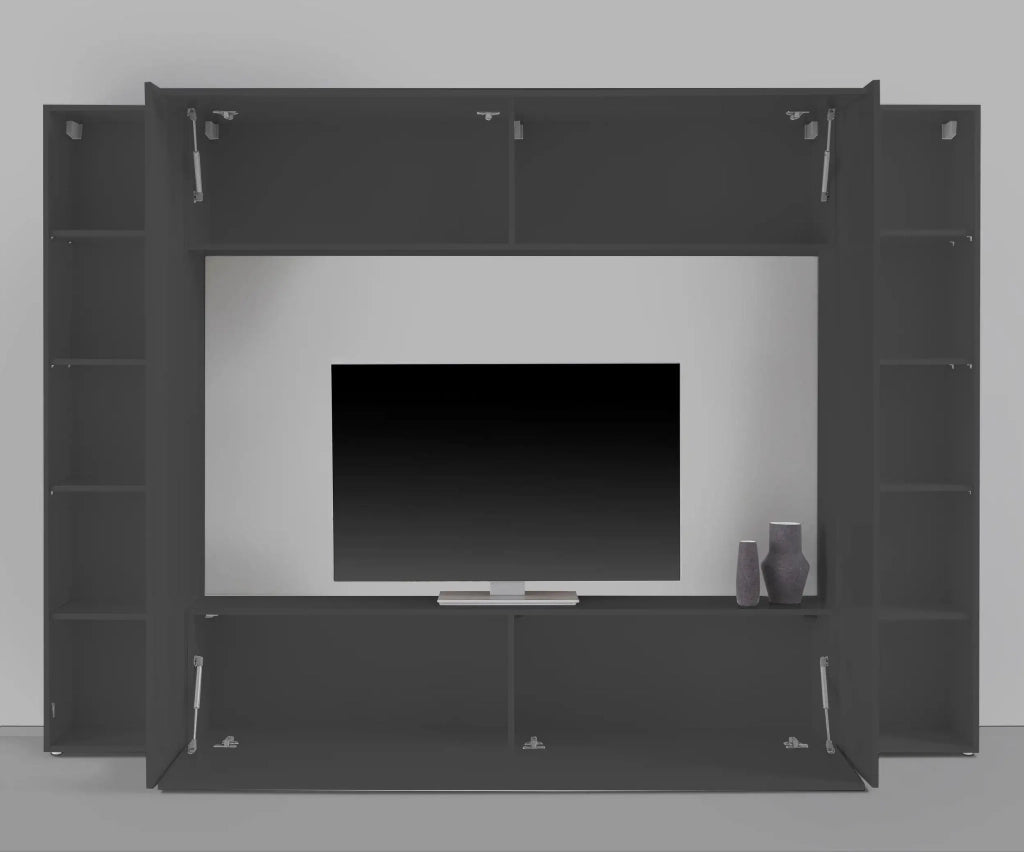 Parete attrezzata moderna soggiorno grigio porta TV 2 armadi pensile Note Mold
