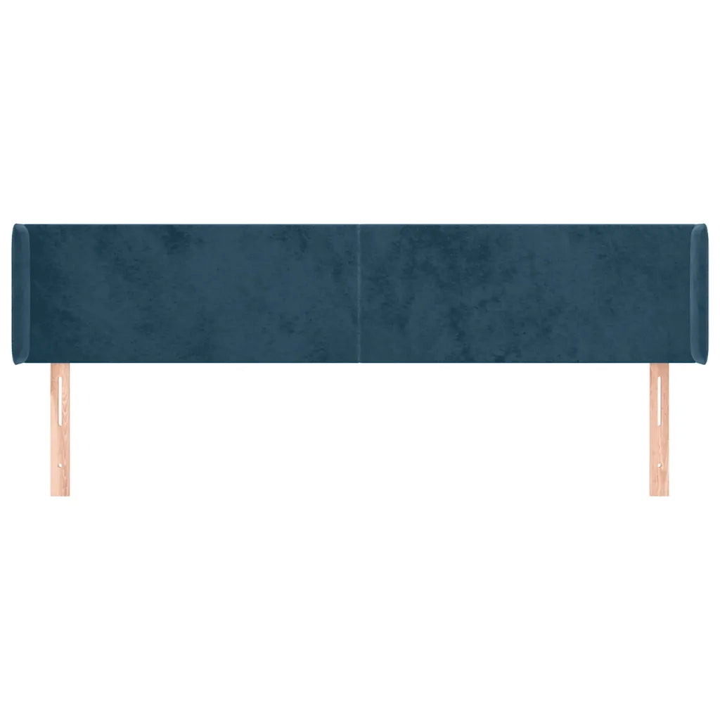 Testiera | Testata ad Orecchio Blu Scuro 203x16x78/88 cm in Velluto