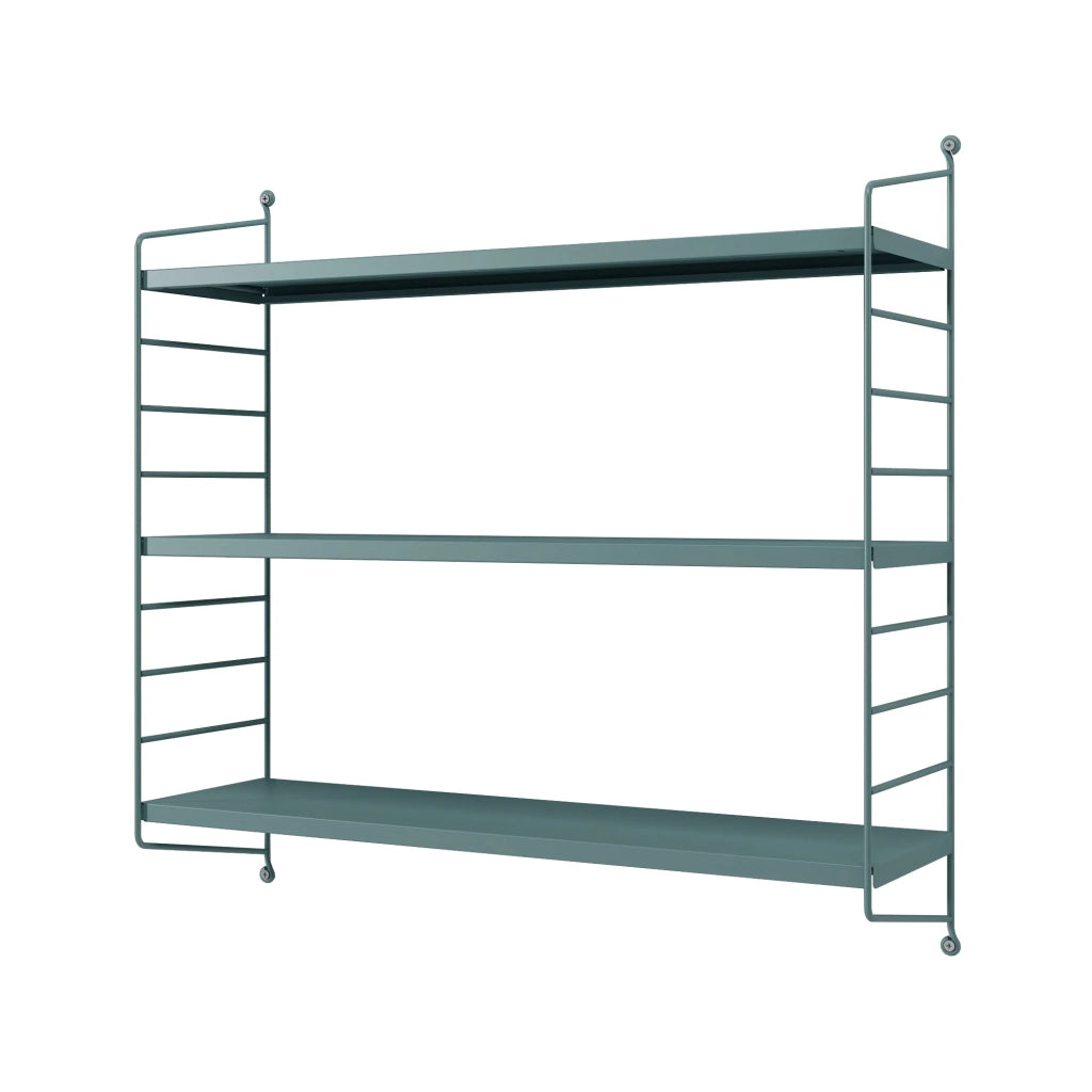Set di 2 mensole da parete moderno mobile contenitore acciaio 50 x 60 x 15 cm grigio blu 03_0009745