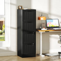 Cassettiera Portadocumenti a 4 Cassetti 40x40x131 cm 2 Serrature in Legno Nero