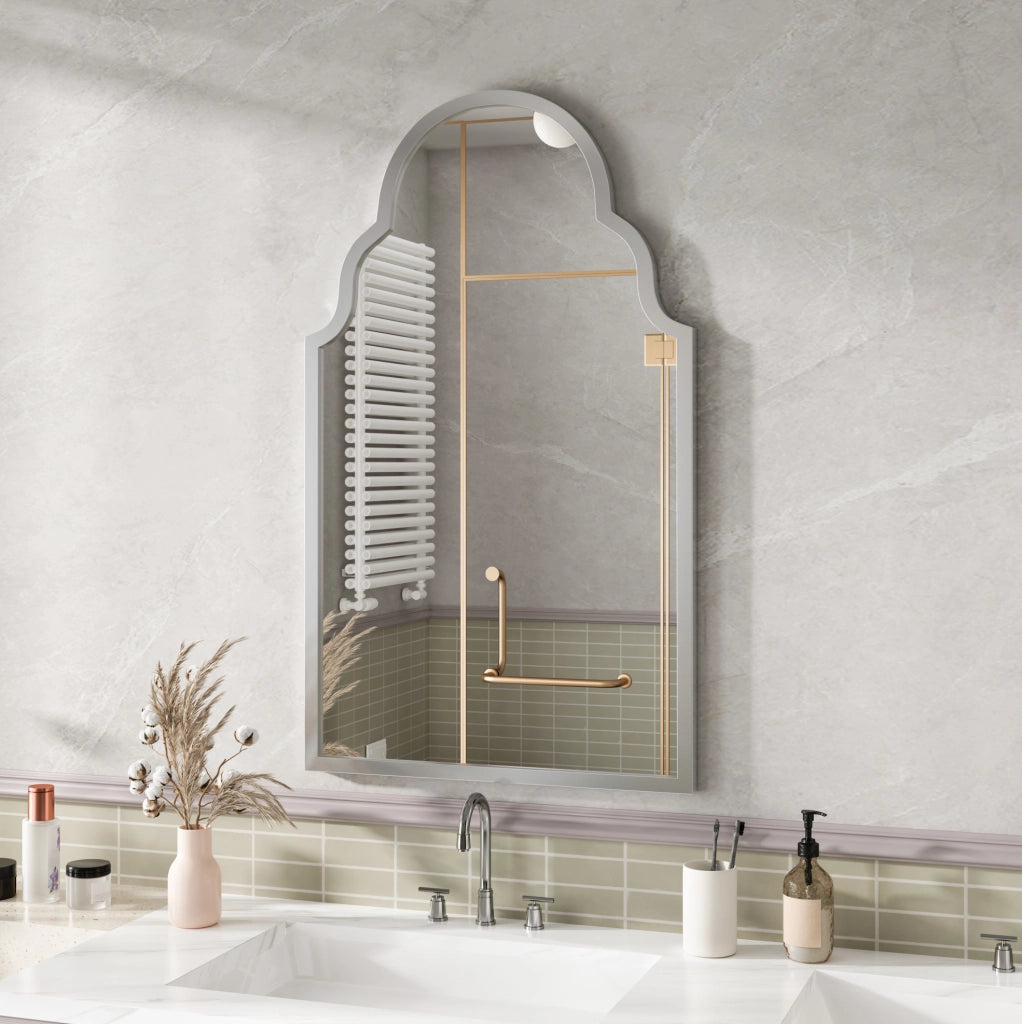 Specchio rettangolare da parete 61 x 101 cm con cornice in ferro; argento