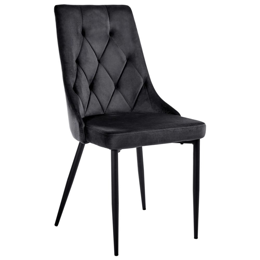Set di 2 sedie da pranzo con seduta in velluto imbottito Stile moderno Senza braccioli Gambe in ferro nero