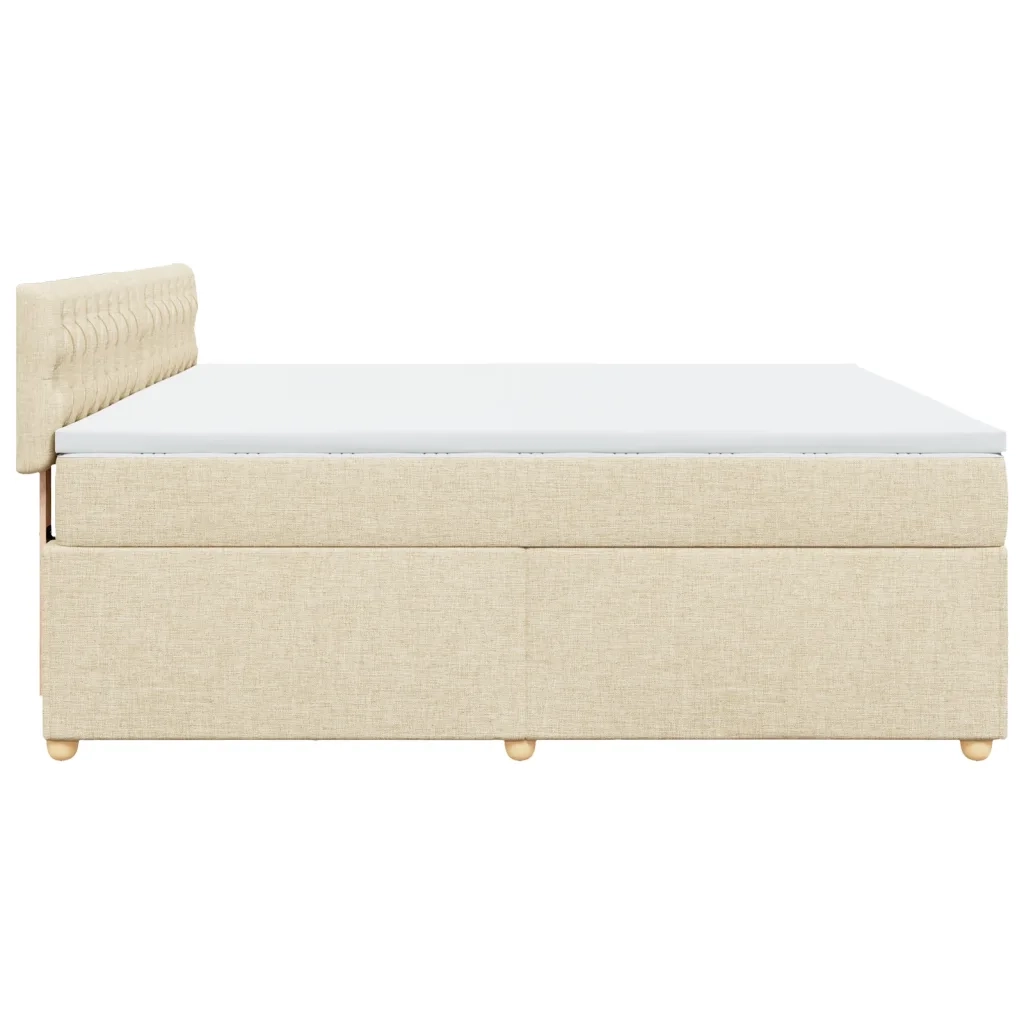 Giroletto a Molle con Materasso Crema 180x200 cm in Tessuto