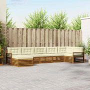 Set di divani da esterno con cuscino 7 pcs Naturale e Crema