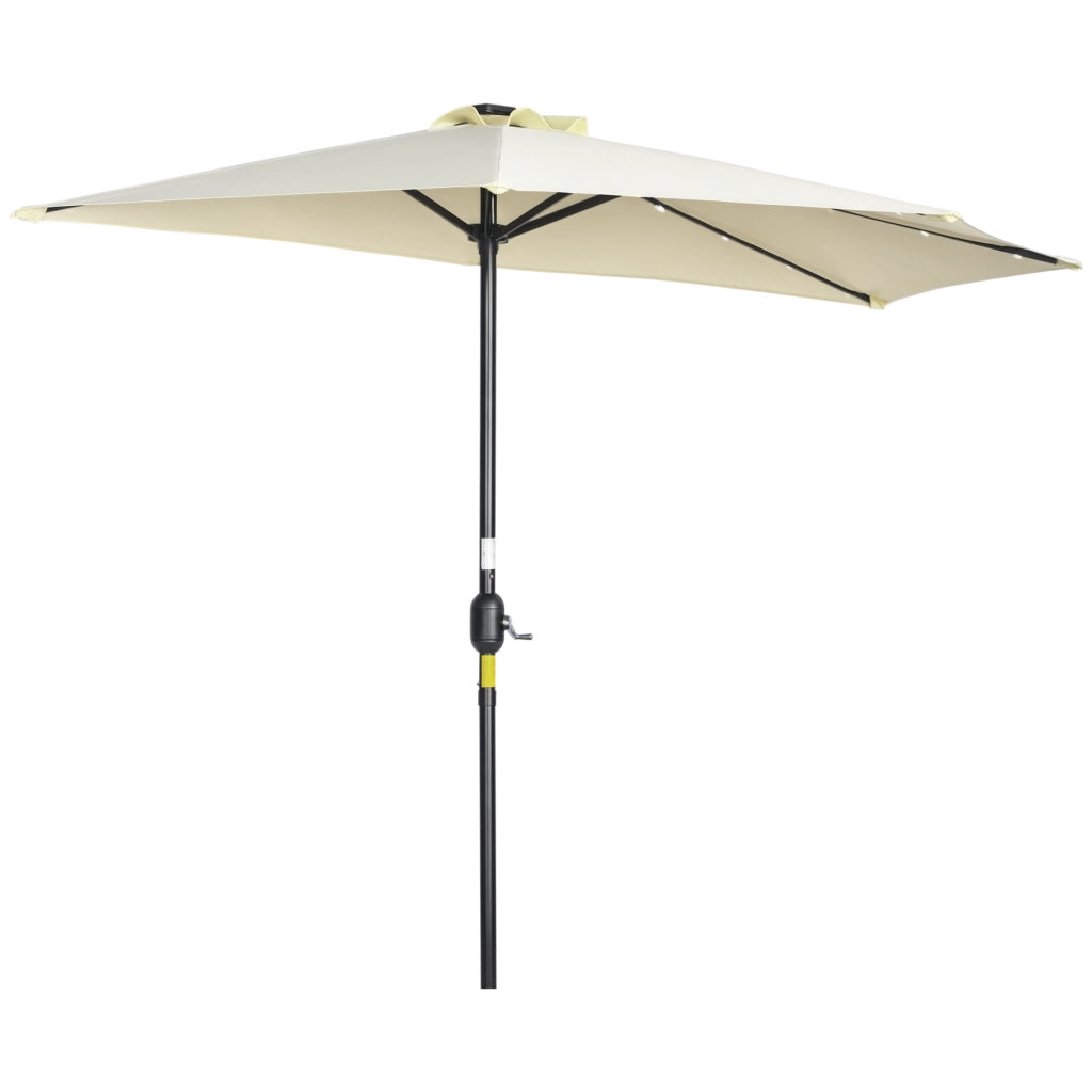 Ombrellone da giardino semicircolare con pannello solare e LED ¨C zephmum ¨C beige 270x135x240 cm