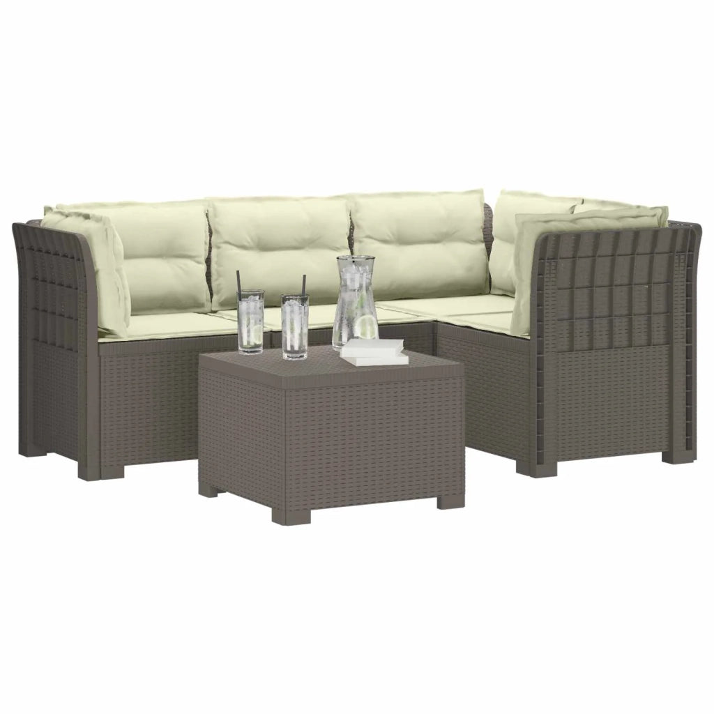 Divano da giardino 4 posti con cuscini aspetto rattan PP 3444026