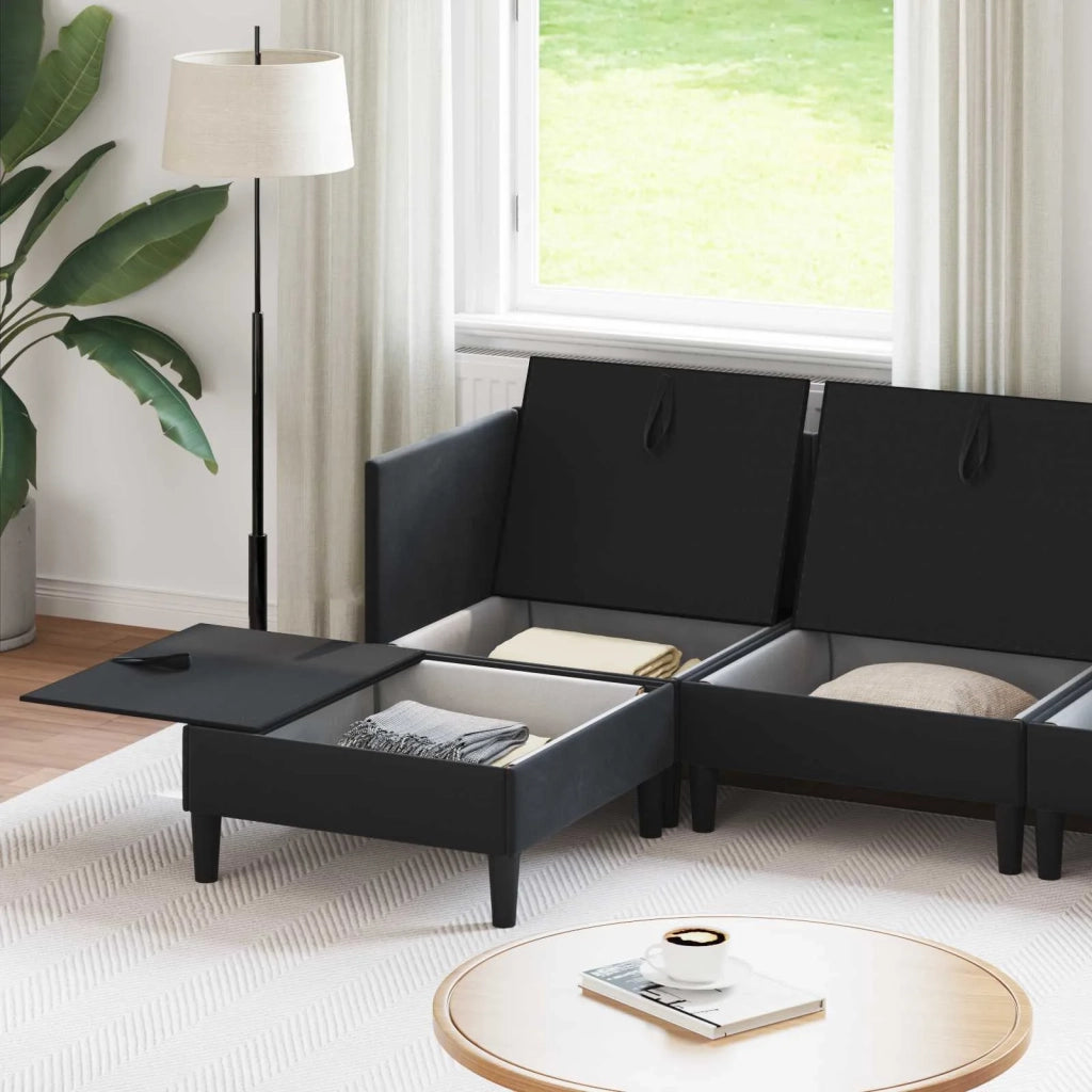 Set di mobili per il soggiorno con cuscino 5 pcs Nero Velluto 3413756