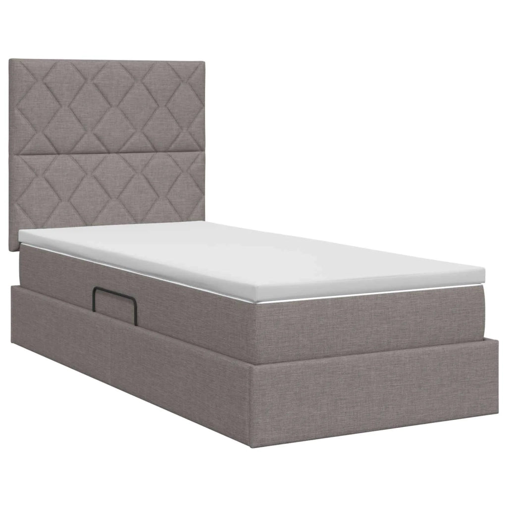 Letto con contenitore e materasso Tortora 90 x 190 cm Tessuto 3459537