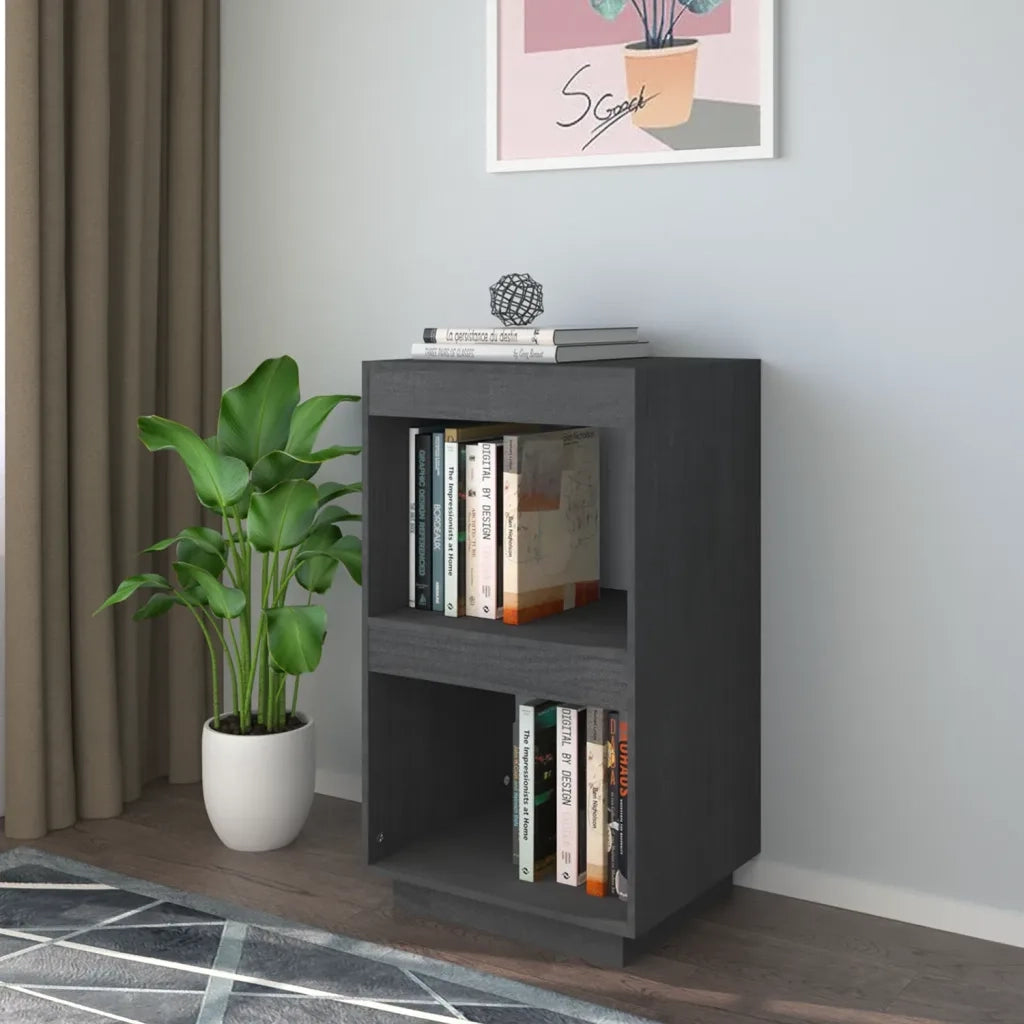 Libreria-Scaffale per Libri-Mobile di Stoccaggio Grigia 40x35x71 cm in Legno Massello di Pino