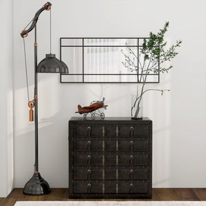 Specchio da Parete Stile Finestra 110x50 cm con Montaggio Verticale e Orizzontale Nero