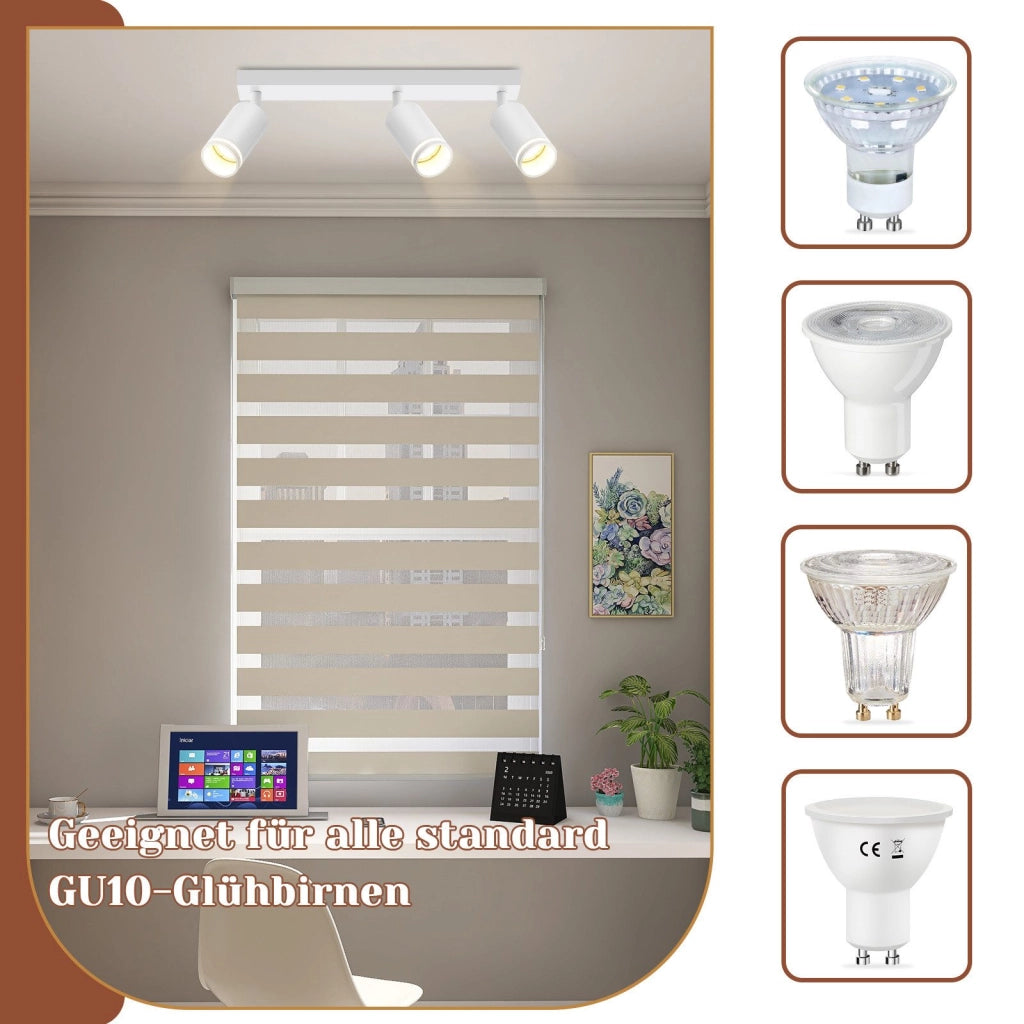 ZMH Faretto da soffitto bianchi 3 luci GU10 metallo orientabili moderni per camera letto sala pranzo senza lampadina