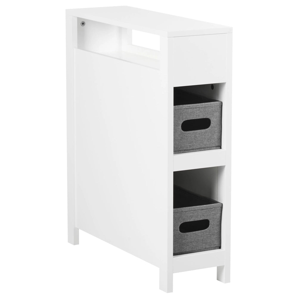 Mobiletto da bagno in MDF bianco 20 x 70 cm con cestini Bagno Portaoggetti
