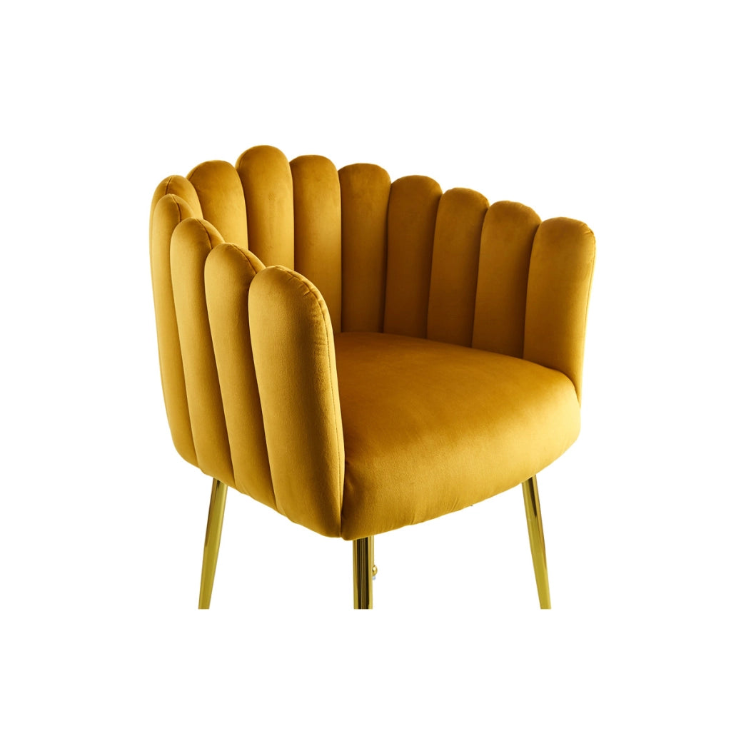 Sedia di design Muna in velluto arancione e gambe dorate
