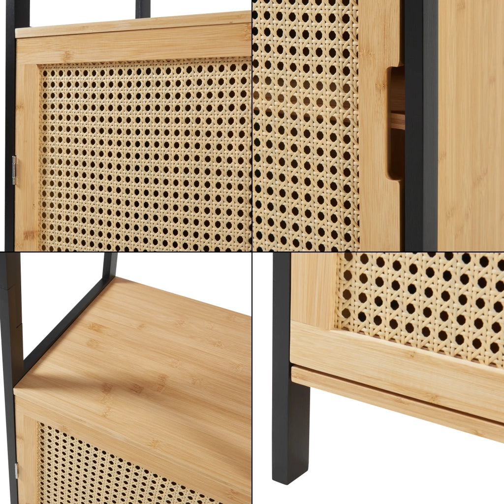 Mobiletto da bagno a colonna in bambù e rattan 172 x 40 x 35 cm MDF beige 03_0009954
