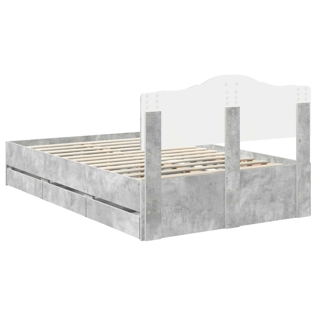 Struttura del letto con cassetto Grigio cemento 135 x 190 cm 3413015