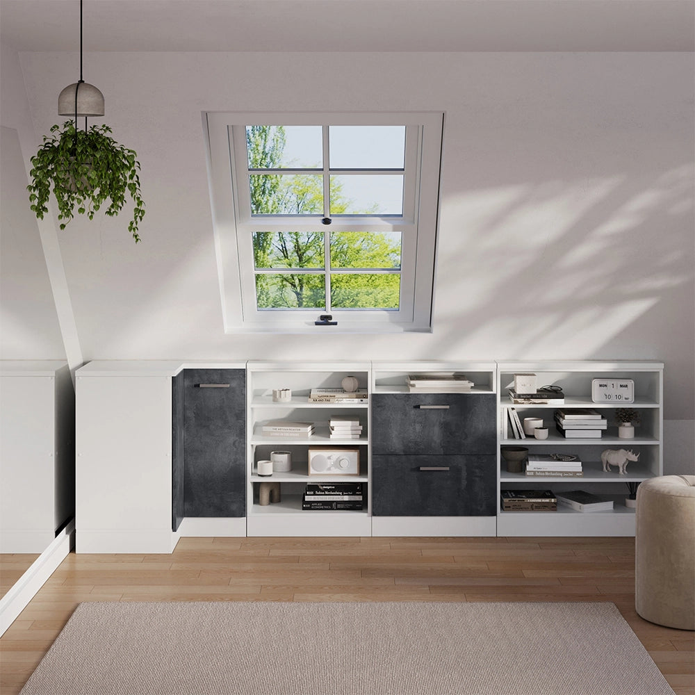 Mobile sottotetto Mobile angolare Rion Calce nera/Bianco 75.6 x 83.8 cm con 1 porta Vicco