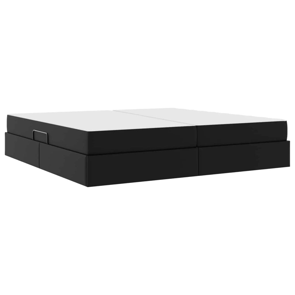 Letto con contenitore e materasso 2 pcs Nero Pelle 3399624