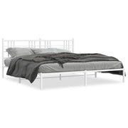 Letto matrimoniale | Letto per adulti | Giroletto con Testiera Metallo Bianco 193x203 cm